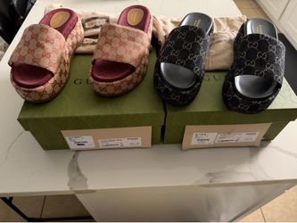 Gucci GG Canvas Platform Slides – 2 Pairs