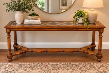 Wood & Glass Console Table / Sofa Table – Entryway Table