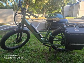 Green Fat Tire Electric Bike with Rear Cargo Box