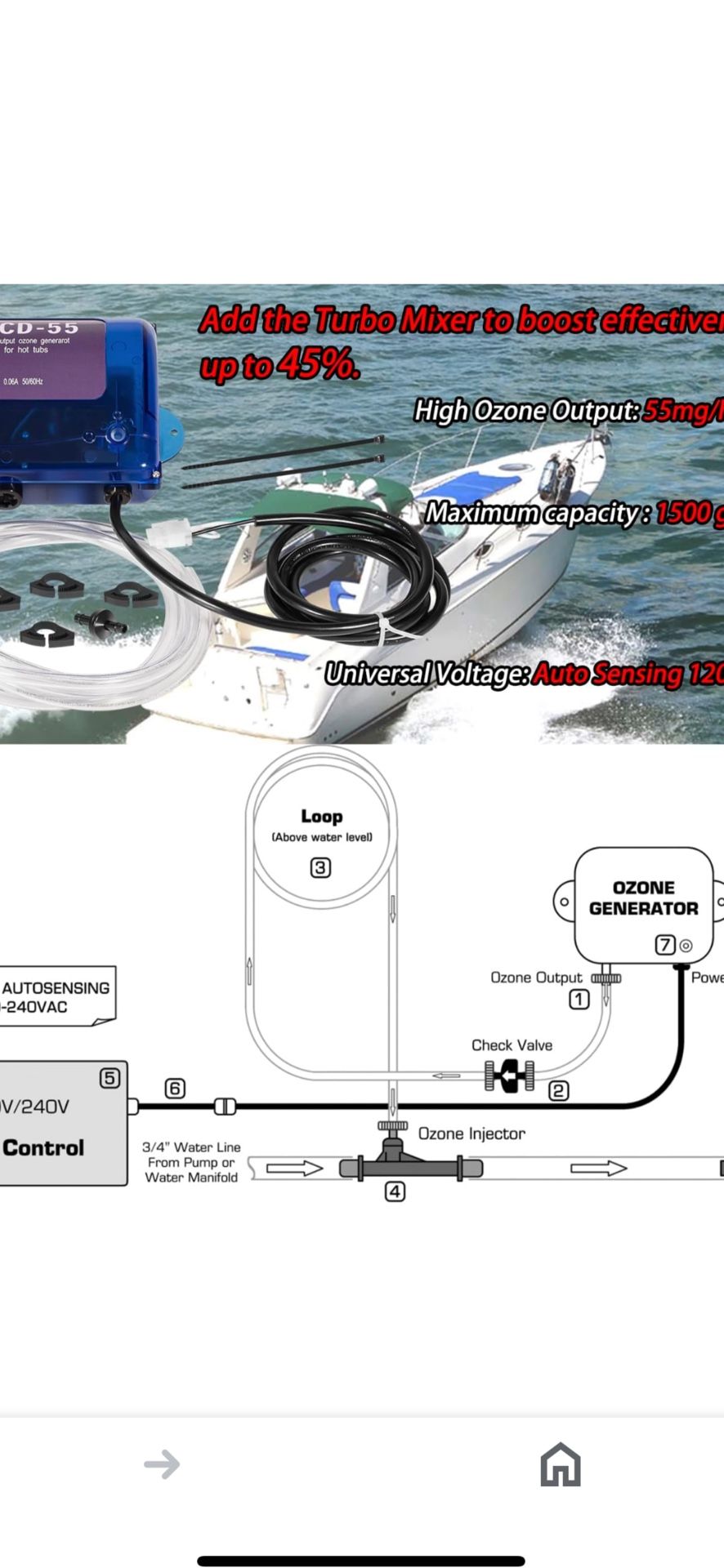 SPA OZONATOR HCD-55 FOR HOT TUBS 