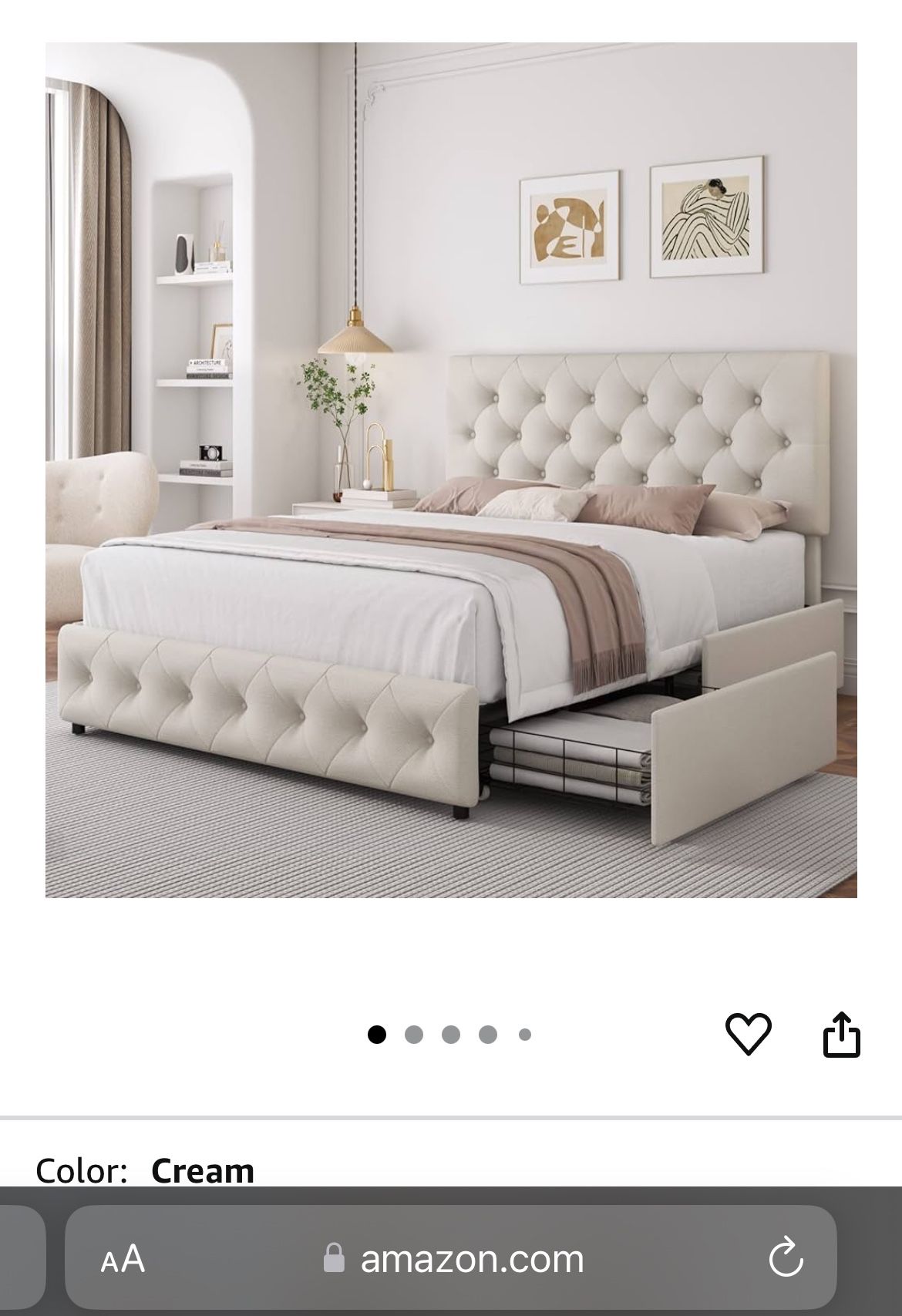 Queen Bed Frame Cream Color $160.00