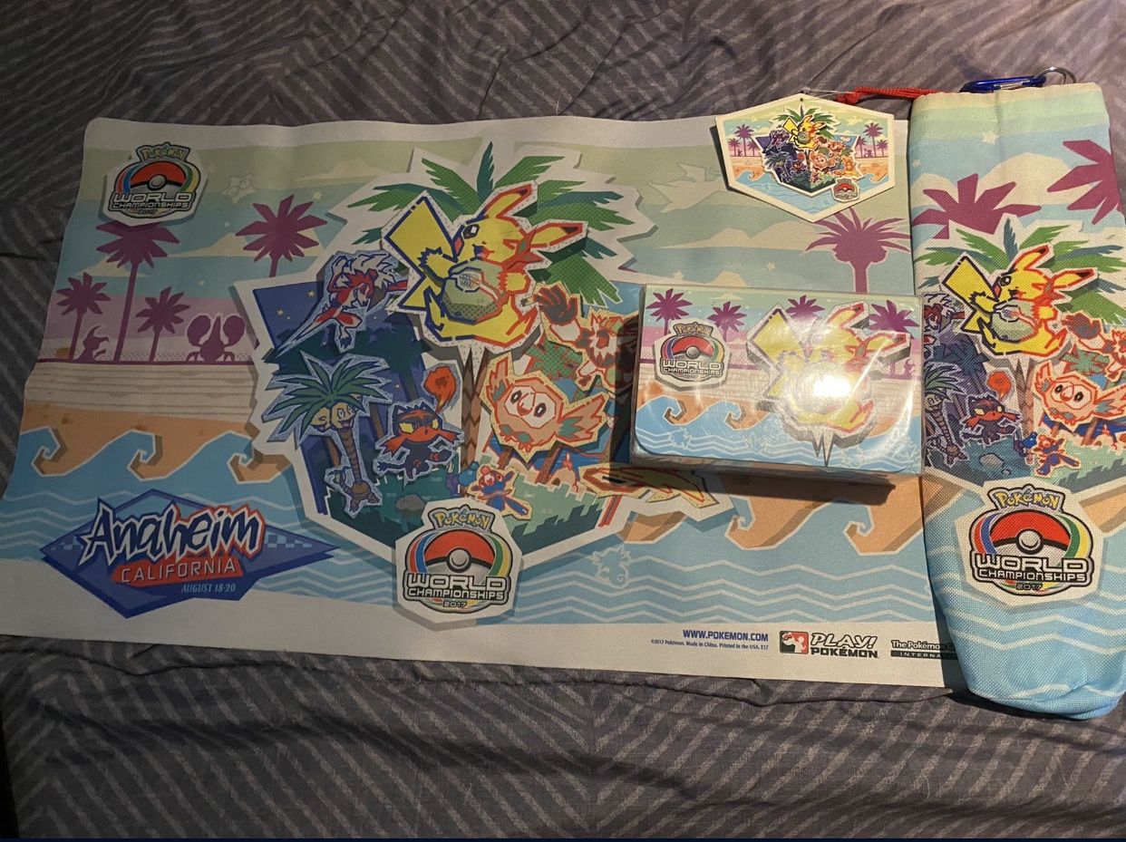 Pokemon Worlds 2017 Competitor Playmat And Double Deck Box Rare Collectibles Tcg