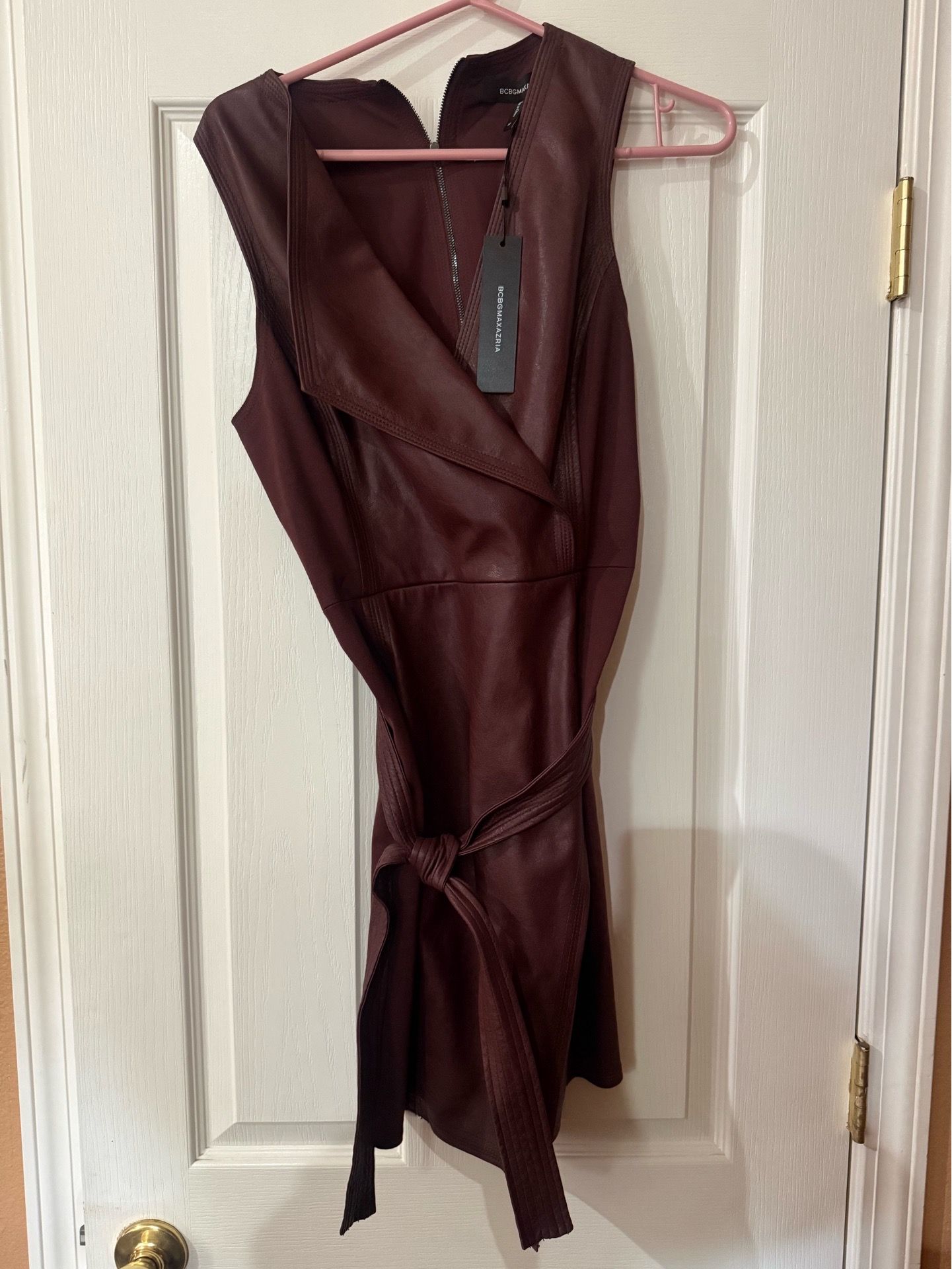 BCBG Women's Dress Leather Dark Burgendy Size M