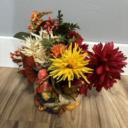 Ceramic Turkey + Flowers 