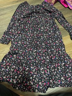 Black Floral Long Sleeve Dress