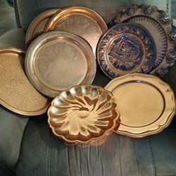 7 copper plaques & trays