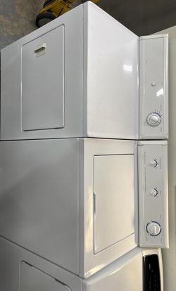 Frigidaire Stacked Washer Dryer – Top Load Agitator, 27 in, White
