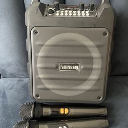 Karaoke speaker with 2 microphones
