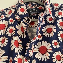 Impose W/ Topman Men's Classic Fit Floral Daisy Print! Shirt Size Medium