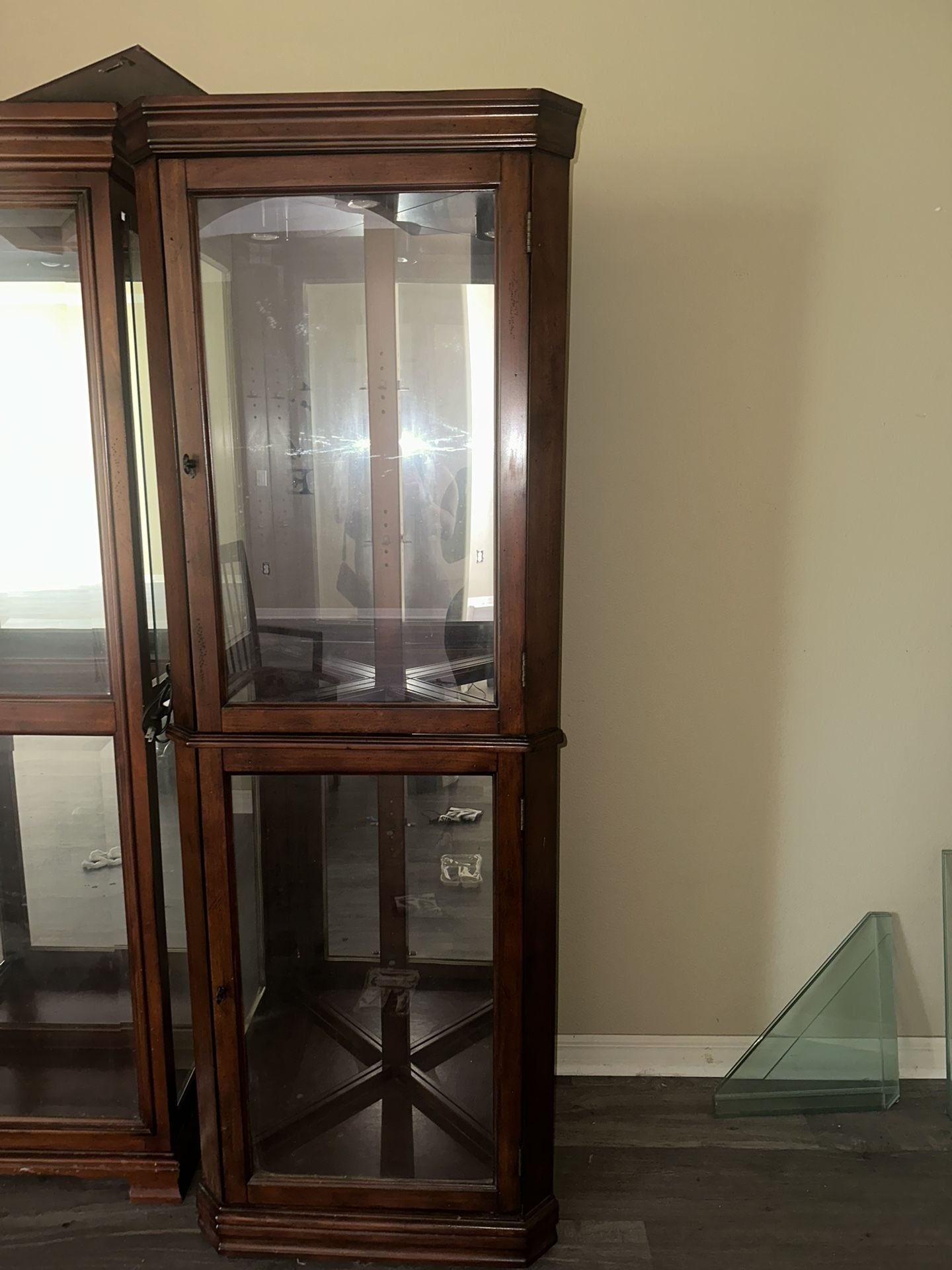 Two Glass Cabinets With Glass Shelving GREAT FOR LIVING/ DINING ROOMS