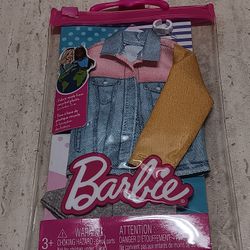 BARBIE fashion pack / outfit Denim jacket grey shorts white watch NEW!