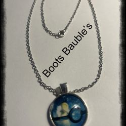 Cyndaquil Pokémon Glass Cabochon Necklace 