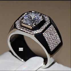 New 18k White Gold Men Wedding Ring 