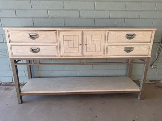 Lexington Wood Console Table with Drawers and Cabinet