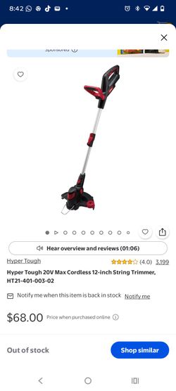 Hyper Tough 20V Max Cordless 12-inch String Trimmer, HT21-401-003-02