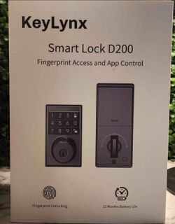 KeyLynx Smart Lock D200, Fingerprint Unlocking & App Control, Black