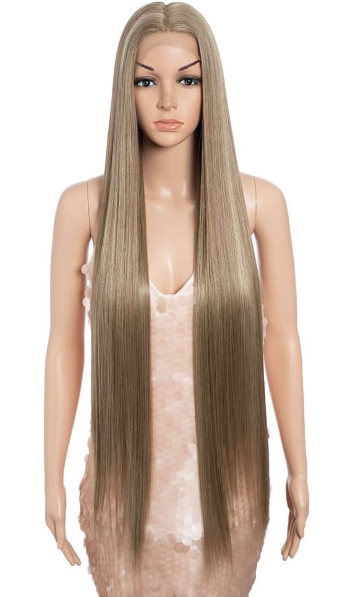 Style Icon 38" Super Long Straight Wigs 6" Deeper Middle Part Lace