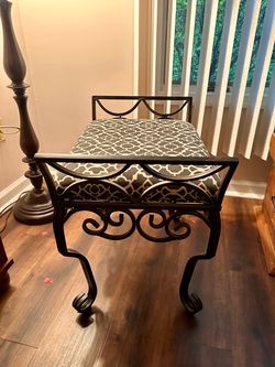 Wrought Iron Upholstered Bench