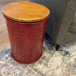 Side Table Barrel With Storage