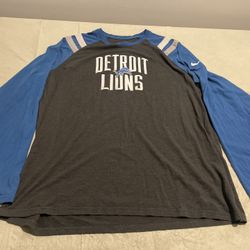 Nike Detroit Lions Men’s Xl Clean Blue Vintage Shirt Long Sleeve Gray Blue