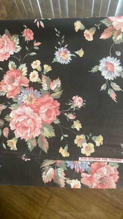 Black Floral Fabric Material