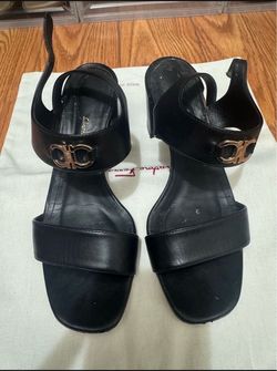 Salvatore Ferragamo Black Leather Sandals