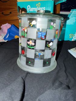 Glass Cookie Jar with Garden Design