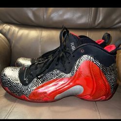 Nike Air Flightposite Exposed Zebra Athletic Sneakers, Men’s Size 13