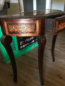 Wooden Antique demilune table $100 obo