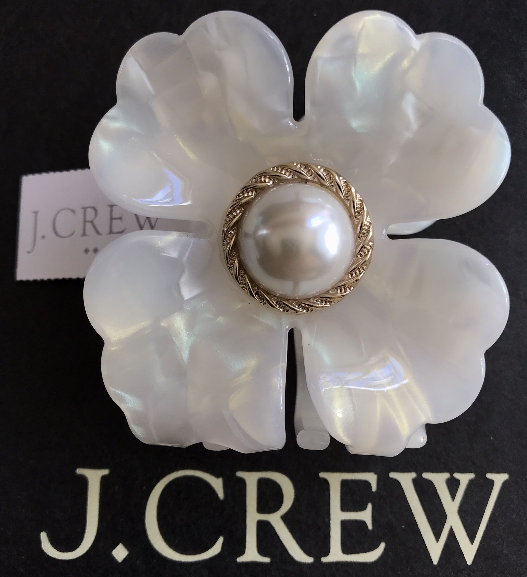 (NEW) WOMEN’S J.CREW FACTORY FLOWER SHELL TORTOISE PEARL CLAW HAIR CLIP - SIZE: OS (ONE SIZE)