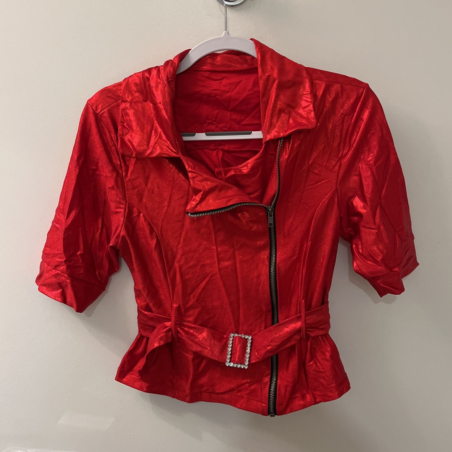 Dance Costume 1/2 Sleeve Metallic Moto Jacket