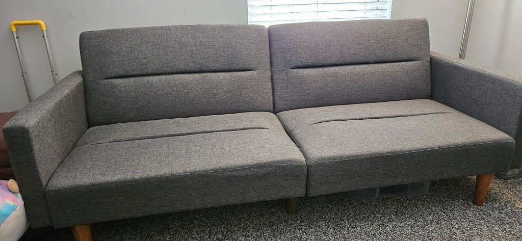 Gray Fabric Futon/Sofa