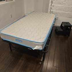 Twin Mattress and Foldable Frame For Sale