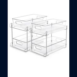 Vtopmart 12.1''W Clear Stackable Storage Drawers,2 Pack Acrylic Plastic Organizers
