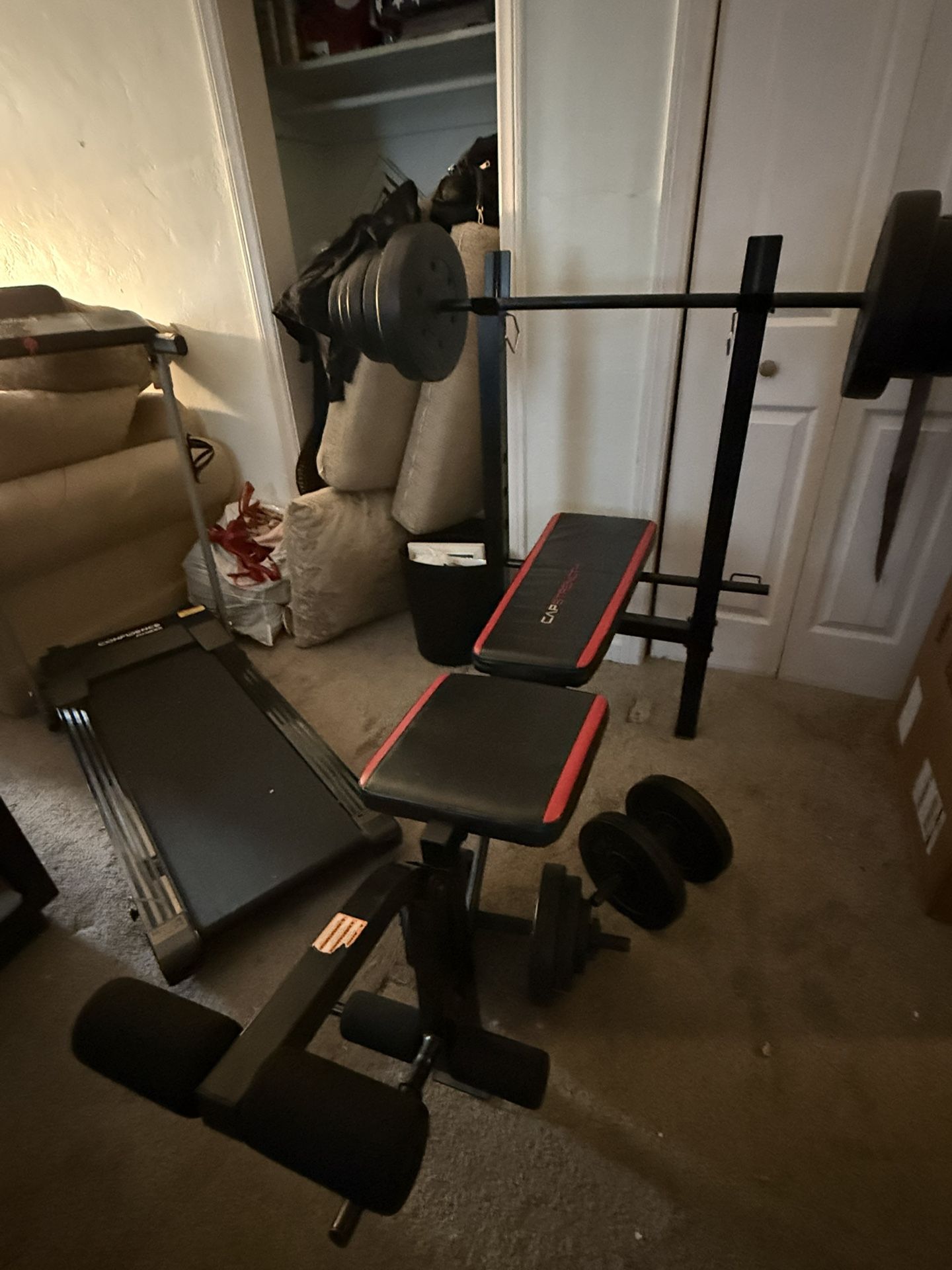 Weight Bench - Weights - Treadmill - Dumbbells-Pull-up & Dip Bar. $400