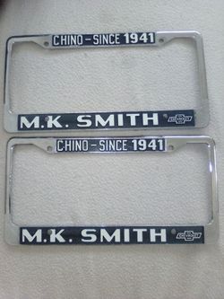 VINTAGE M.K. CHEVROLET LICENSE PLATE FRAME