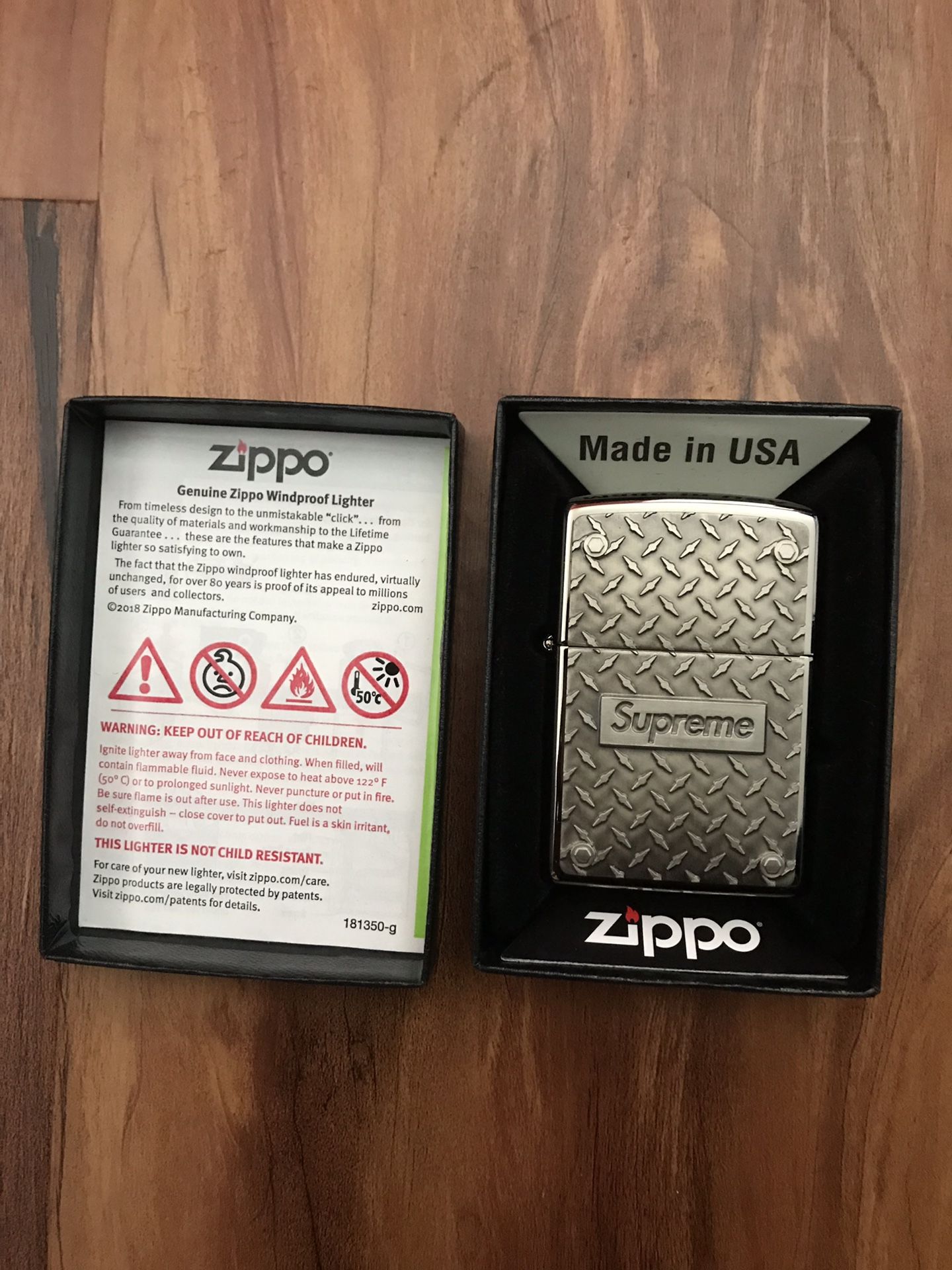 Supreme Diamond Plate Zippo Metal lighter
