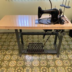 Antique Industrial Singer Electric & Manual Sewing Machine 