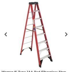 8' Foot Werner A Frame Fiberglass Ladder 300 Pound Capacity Good Condition No Damage