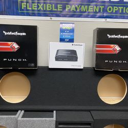 New (2) 12” inch Rockford Fosgate Punch (P3) Shallow Mount Subwoofers + Rockford Fosgate Bass Amplifier + Truck Box {No Credit Easy Financing} 🔊🔥