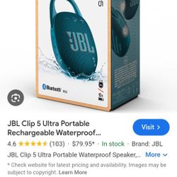 JBL Clip 5 Waterproof Bluetooth Speaker-BLUE