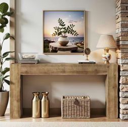 HL0310 63-Inch Solid Wood Console Sofa Table, Farmhouse Long Entryway Table Behind Couch for Living Room, Entrance, Hallway, Foyer, Easy Assembly (Lig