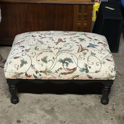 Ottoman 10x20 “ Upholstered Floral Design w Scalloped Frame