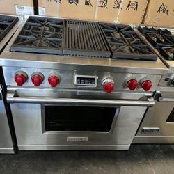 Wolf 36”Wide Dual Fuel Range Stove Stainless Steel 