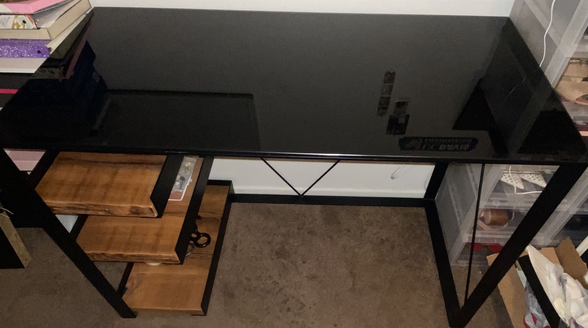 Black Wrought Iron Desk With Glass Top