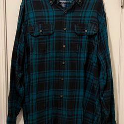 Dark Teal Flannel Mens Size Large