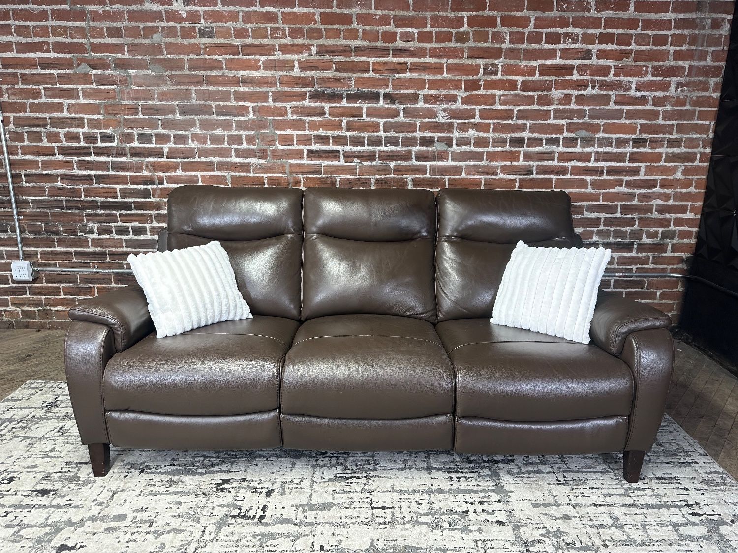 Free Delivery-brown leather sofa recliner couch