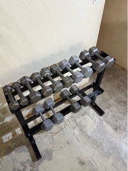 Iron dumbbell set + rack