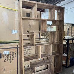 Mariz Rustic Asymmetrical Solid Wood Bookcase