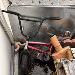 mini BMX bike, street bike helmet, LED sign, tackle box